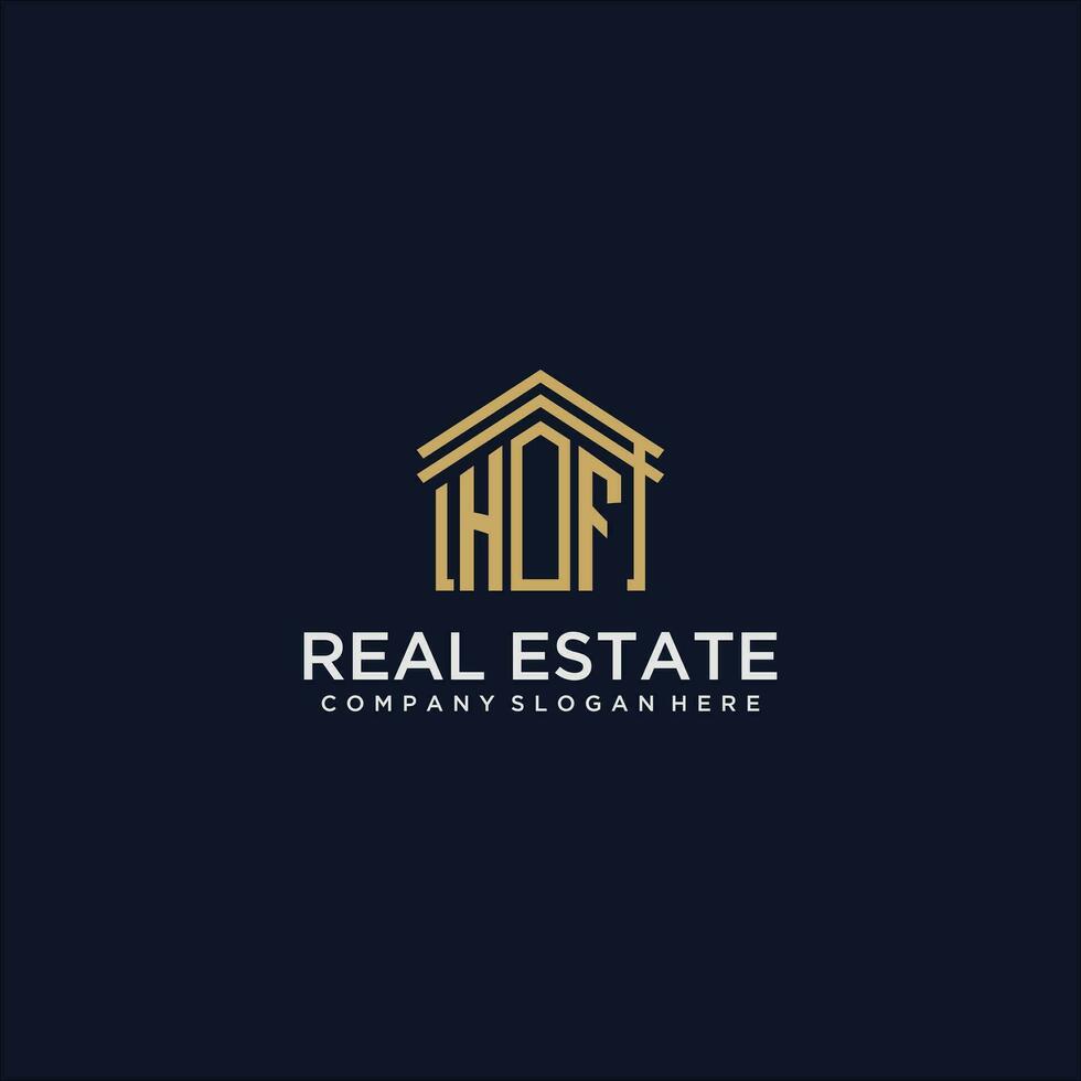 HF initial monogram logo for real estate design vector