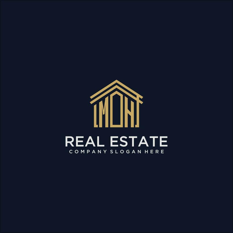 MH initial monogram logo for real estate design vector