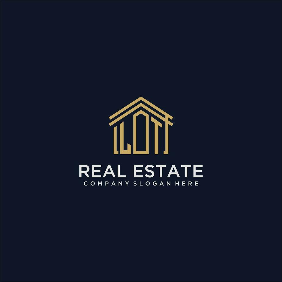 LT initial monogram logo for real estate design vector