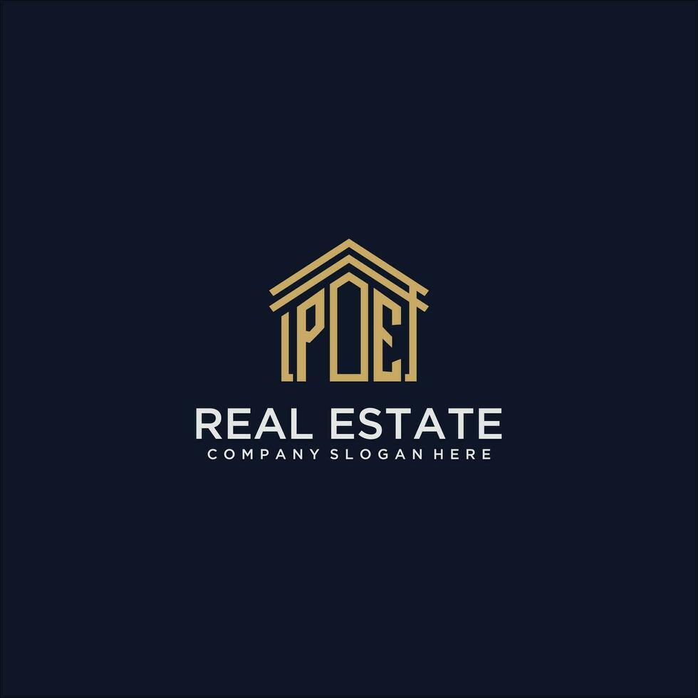 PE initial monogram logo for real estate design vector