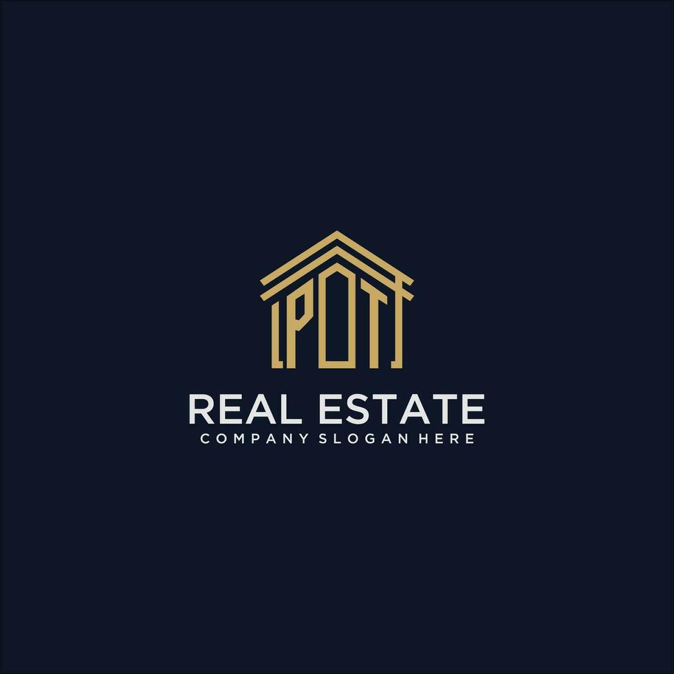PT initial monogram logo for real estate design vector