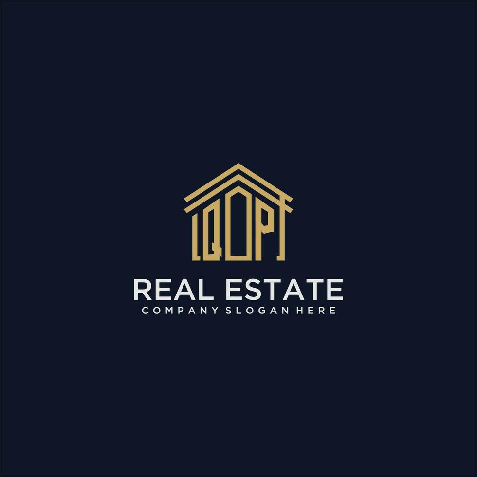 QP initial monogram logo for real estate design vector