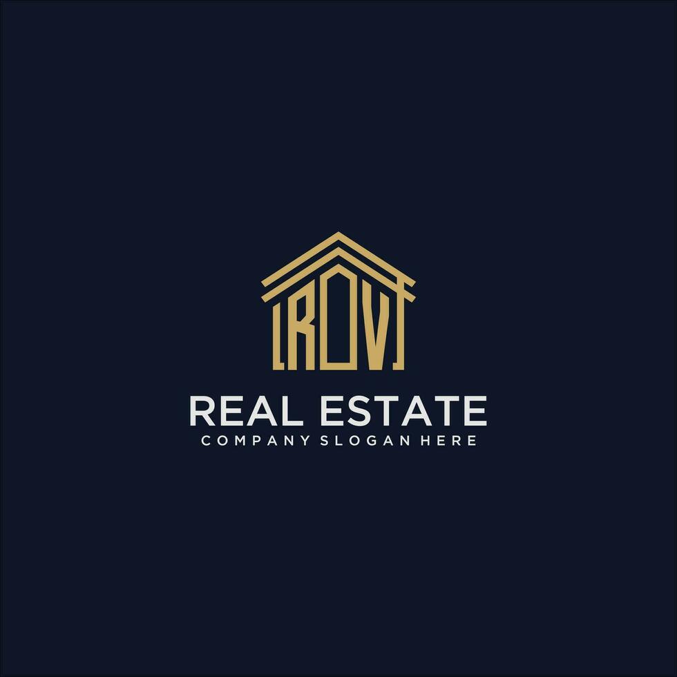 RV initial monogram logo for real estate design vector