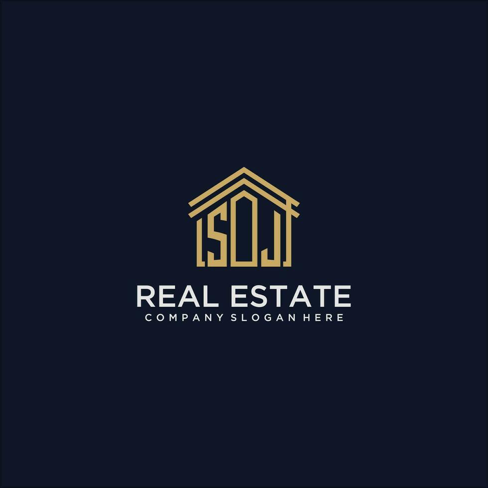 SJ initial monogram logo for real estate design vector
