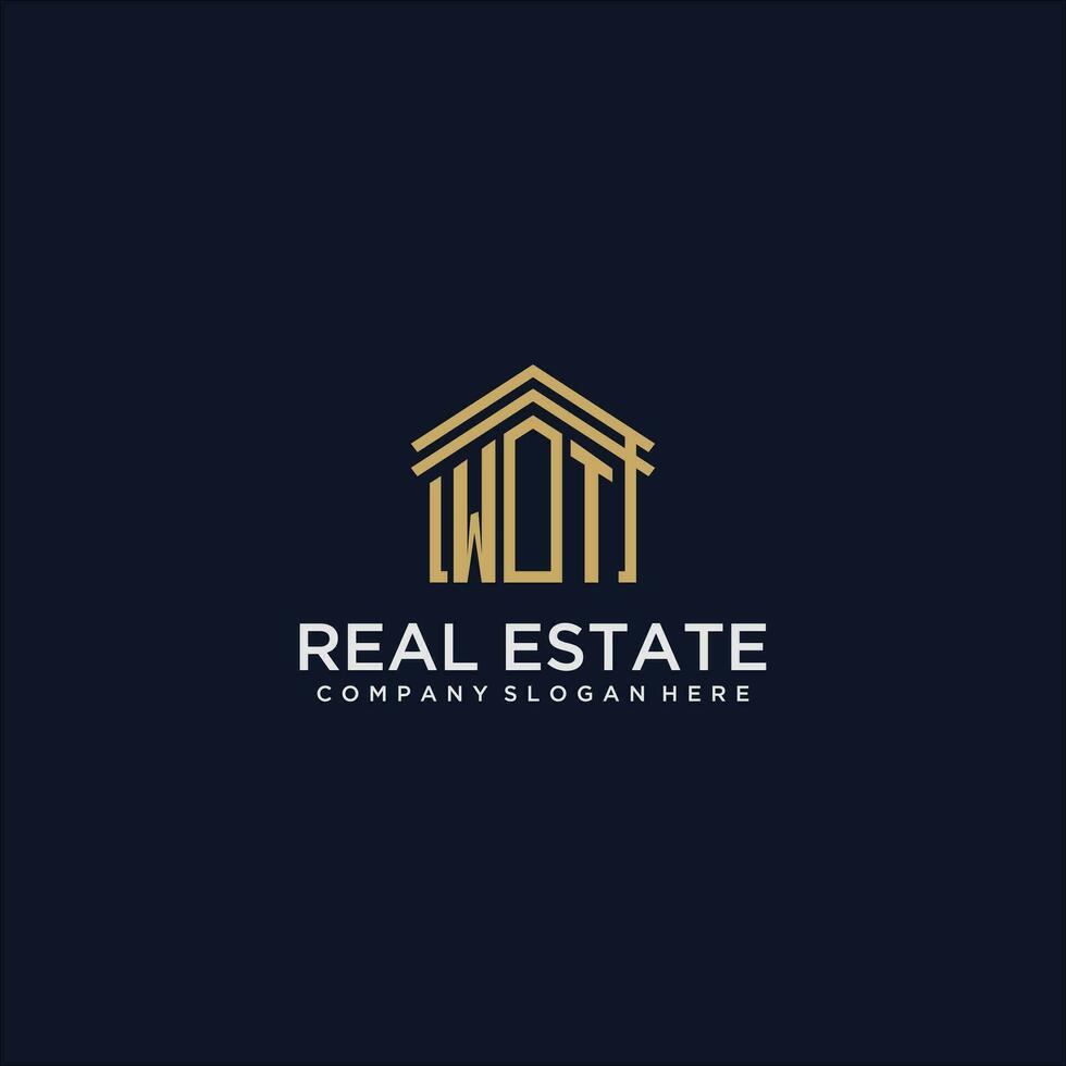 WT initial monogram logo for real estate design vector
