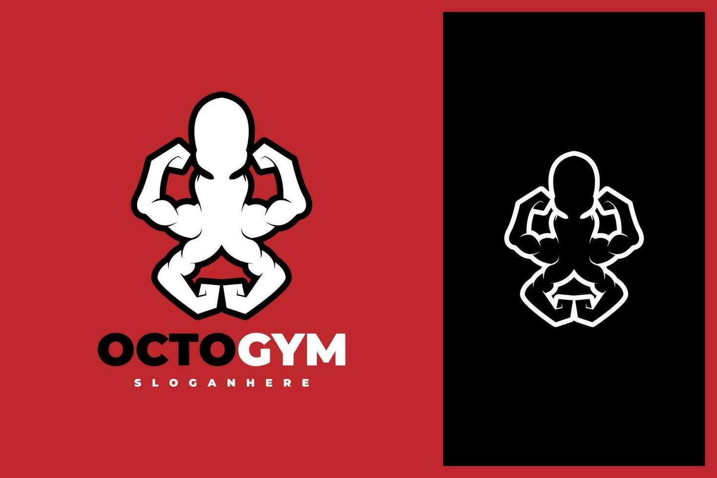 muscular octopus or kraken gym fitness logo design illustration vector