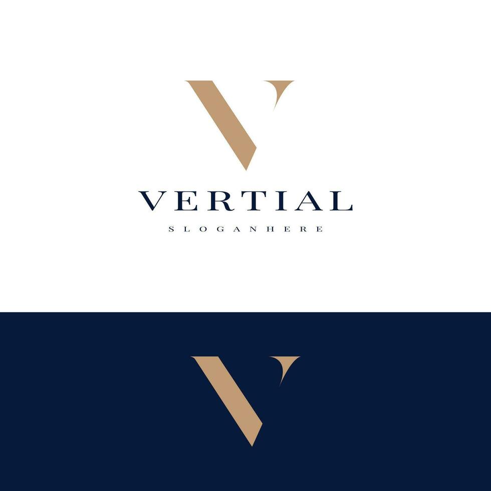 elegant simple minimal luxury serif font alphabet letter V logo design vector