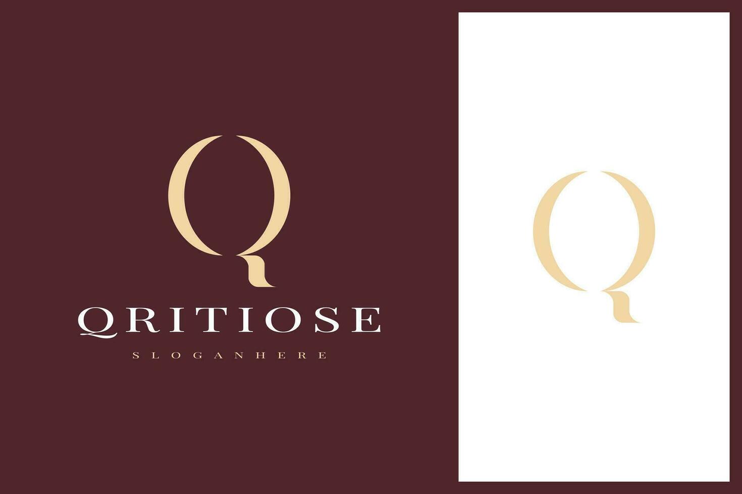 elegant simple minimal luxury serif font alphabet letter Q logo design vector