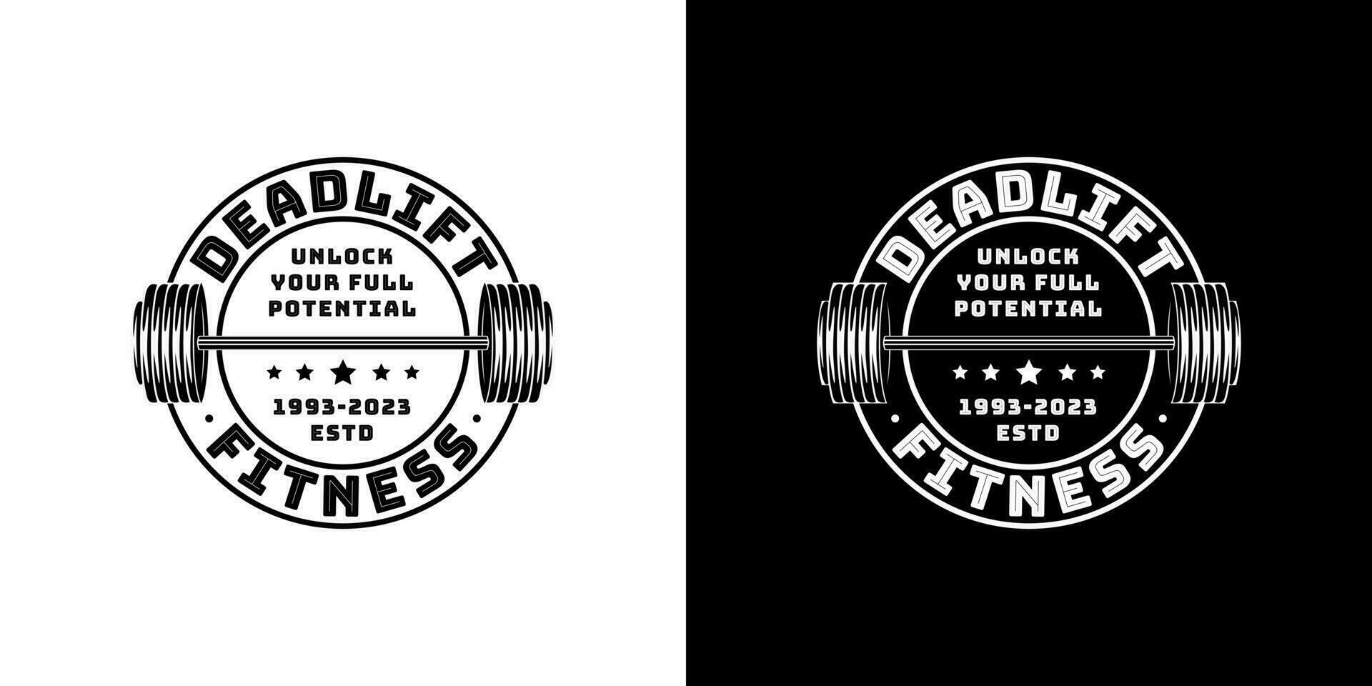 barbell or dumbbell weight lifting gym fitness sport club vintage retro emblem badge label logo design vector