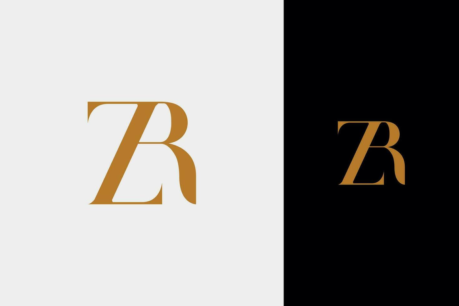 elegant simple minimal luxury serif font alphabet letter z combined with letter r logo design vector