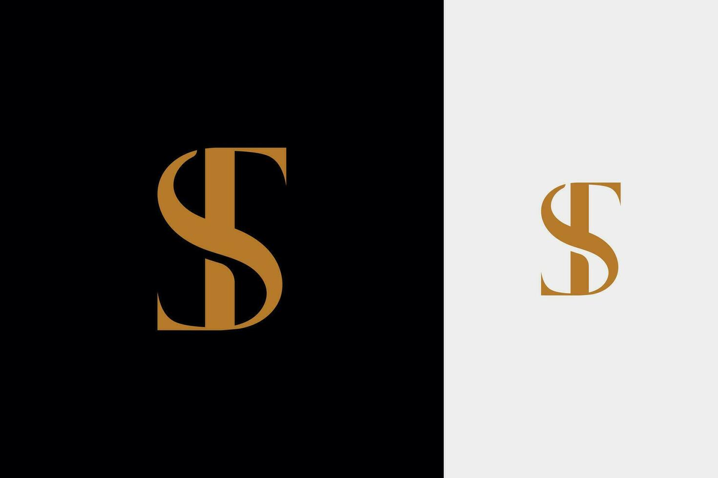 elegant simple minimal luxury serif font alphabet letter t combined with letter s logo design vector