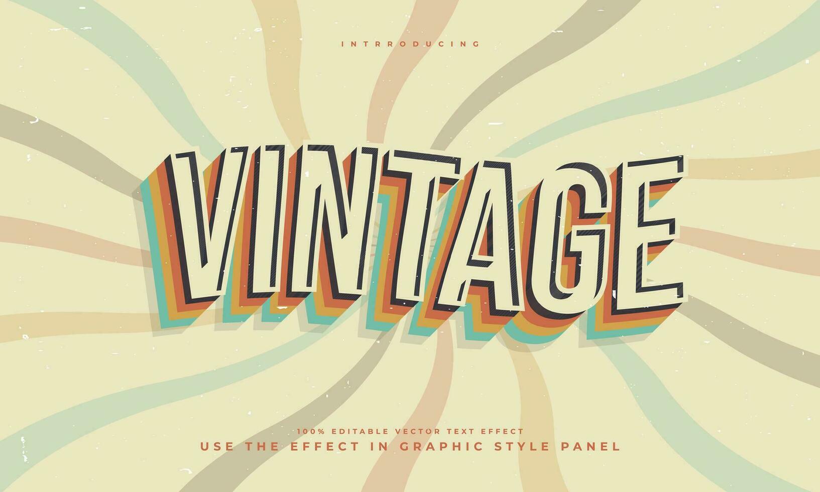 vintage retro grunge texture lettering style editable colorful rainbow ...