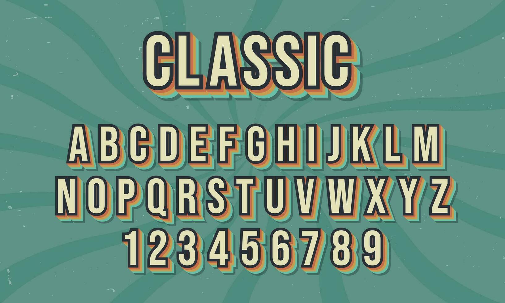 vintage retro style colorful vector alphabet font typography typeface