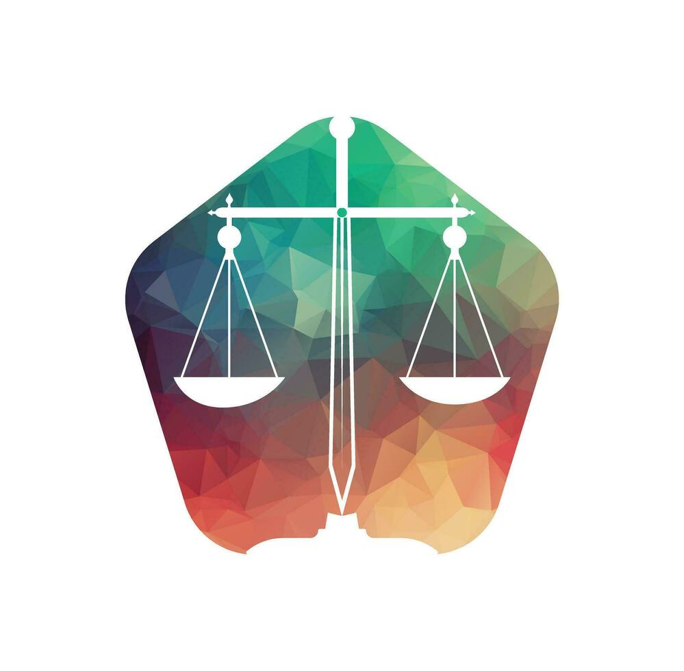 legal scales and sword logo template. vector