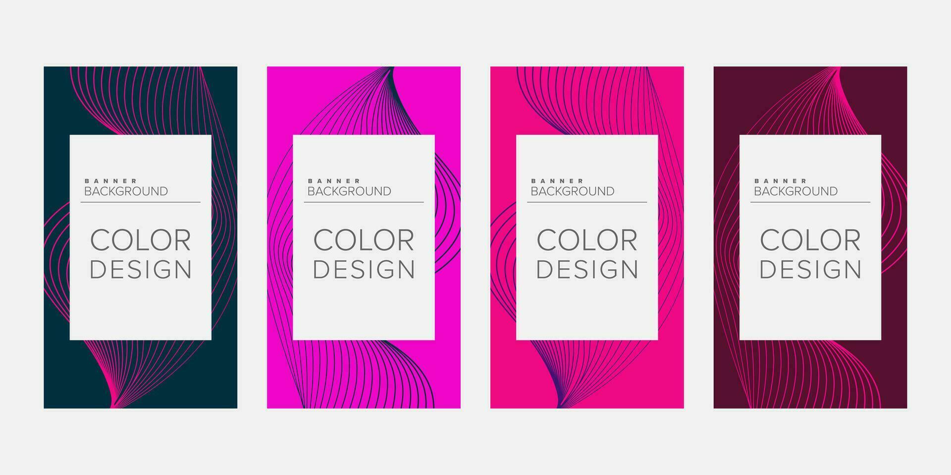 Abstract background banner wave line color design vector, vertical banner set vector