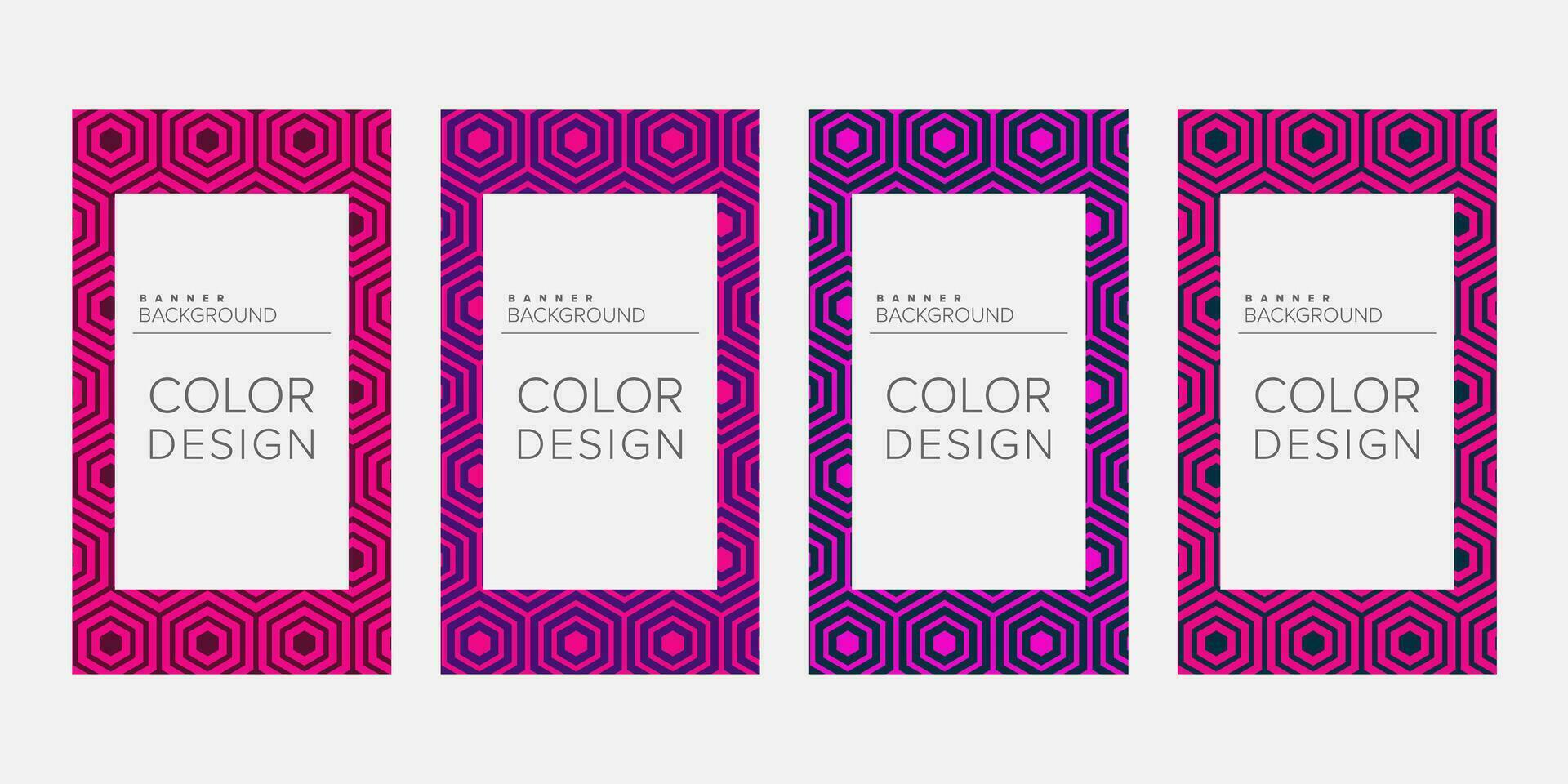 Background banner geometric line color design vector, vertical banner set vector