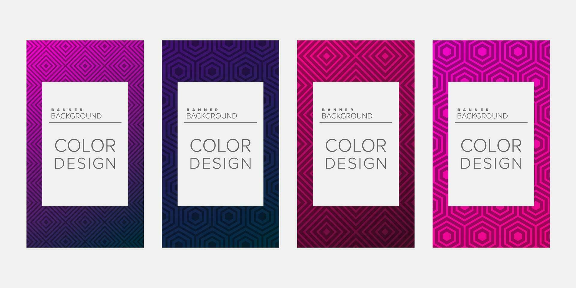 Background banner geometric line color design vector, vertical banner set vector