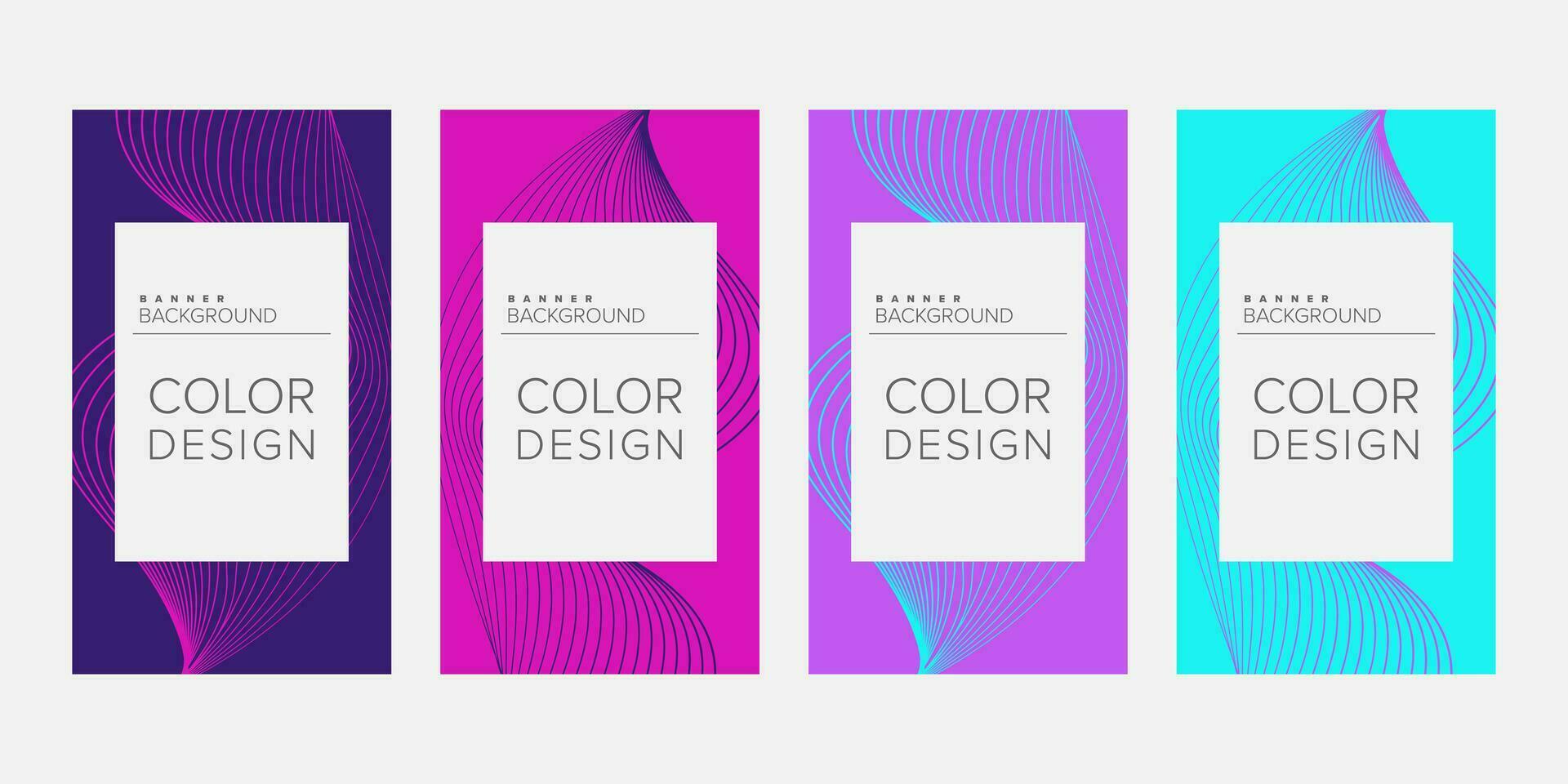 Background banner abstract line color design vector, vertical banner set vector