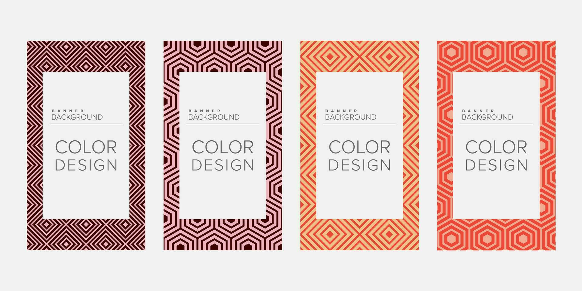 Background banner geometric line color design vector, vertical banner set vector