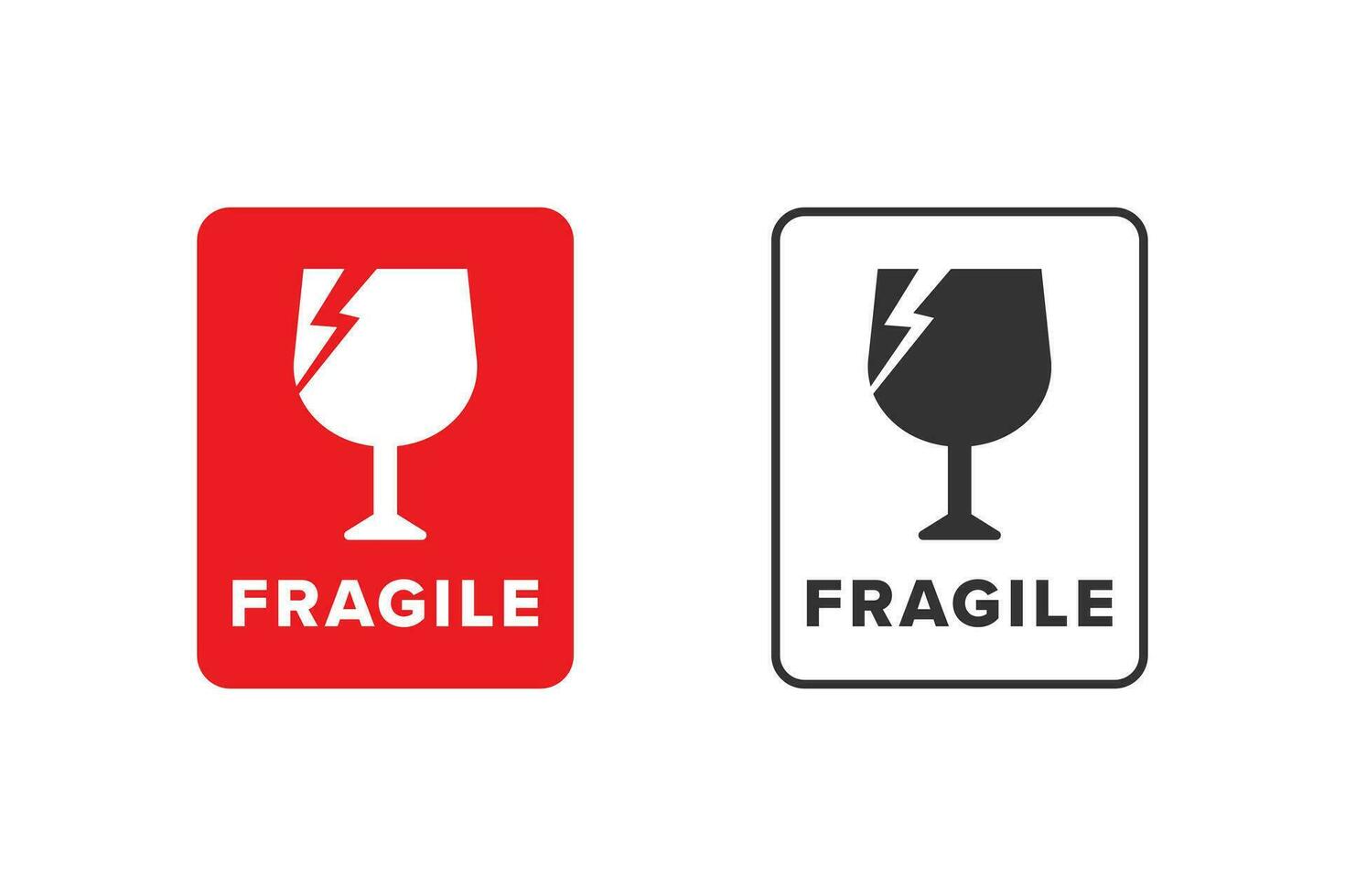 frágil icono firmar rojo color vector diseño
