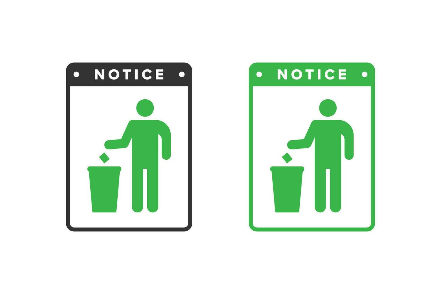 Trash icon design vector green color, icon board people throw trash in its place