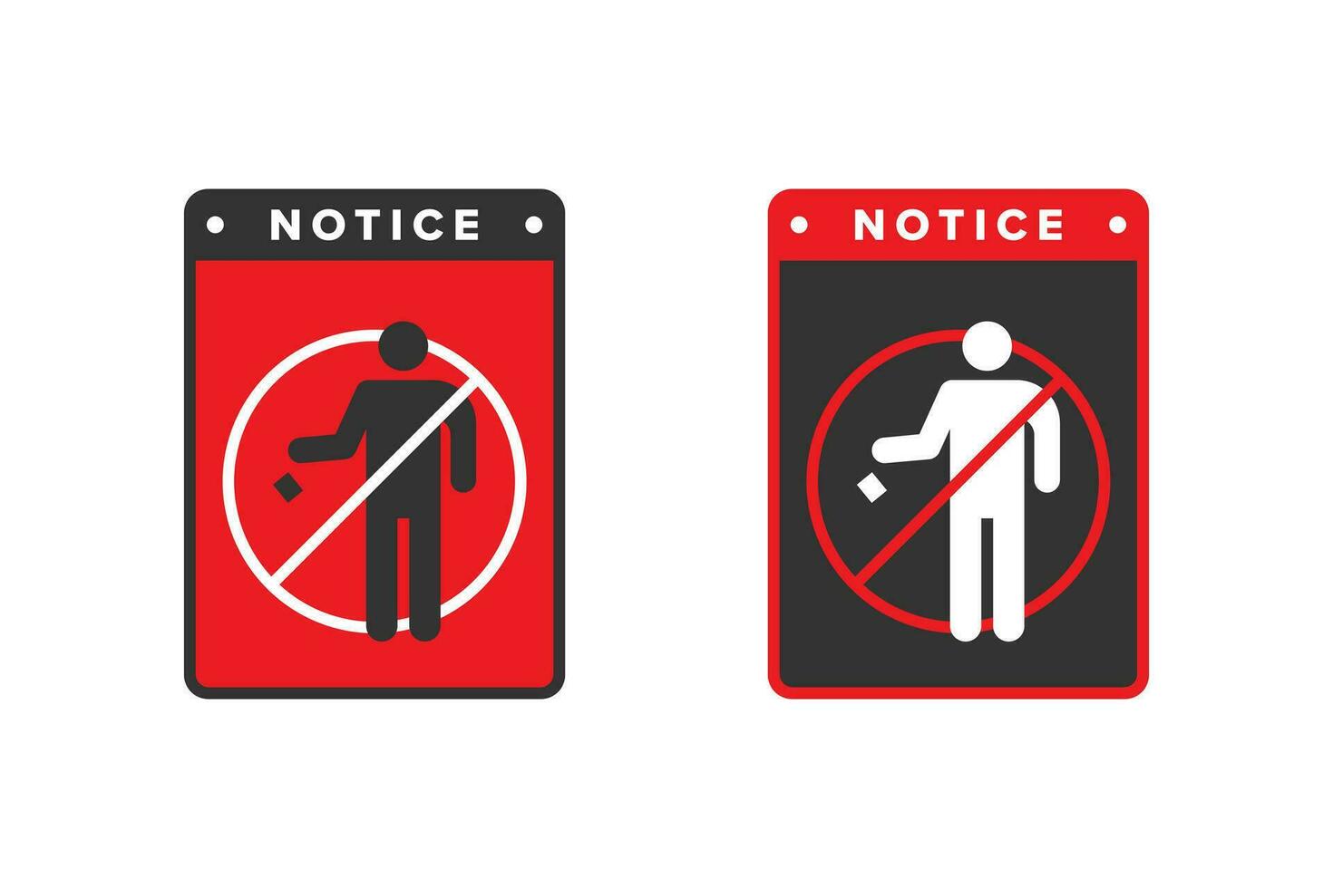 Trash icon vector design red color, icon board people are prohibited from littering