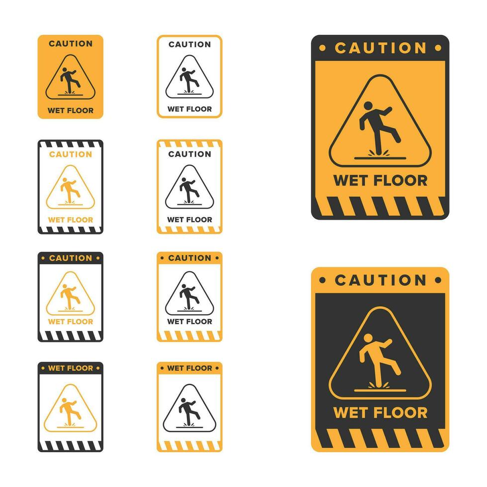 Wet floor icon vector design, signboard caution icon wet or slippery floor