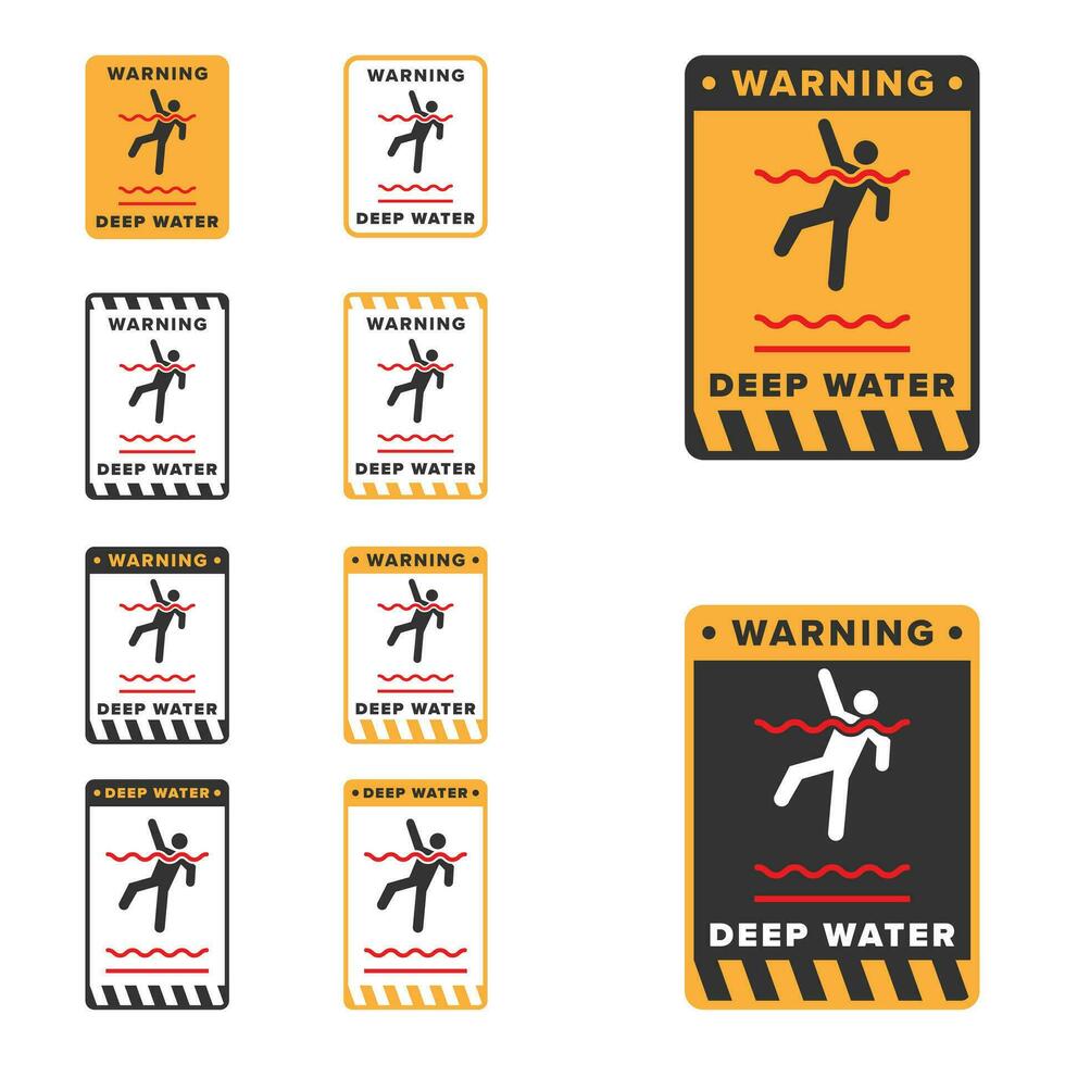 Deep water icon sign vector design, icon board warning not to swim because the water is very deep