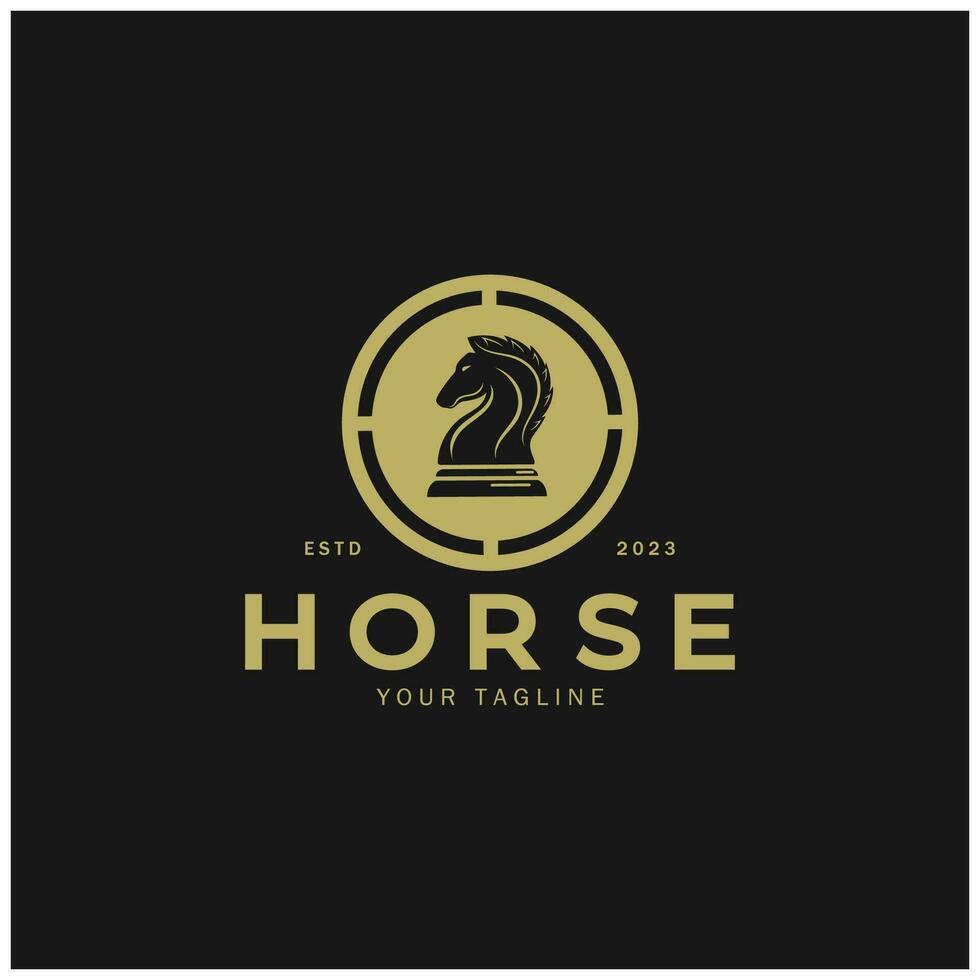 ajedrez estrategia juego logo con caballo, rey, empeñar, ministro y torre. logo para ajedrez torneo, ajedrez equipo, ajedrez campeonato, ajedrez juego solicitud. vector