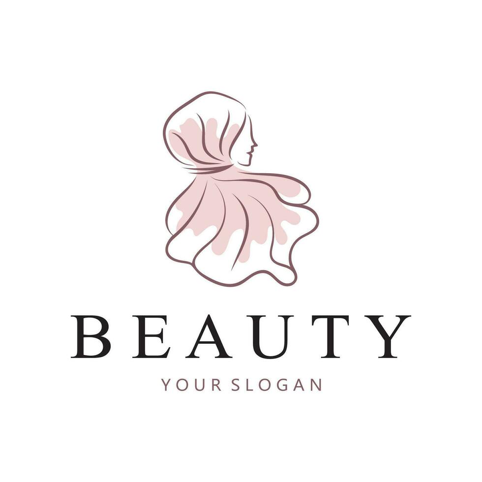 muslimah hijab logo template vector illustration design-vector