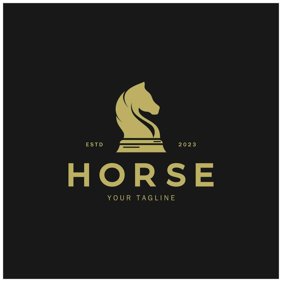 Chess strategy game logo with horse, king, pawn, minister and rook. Logo for chess tournament, chess team, chess championship, chess game application. vector