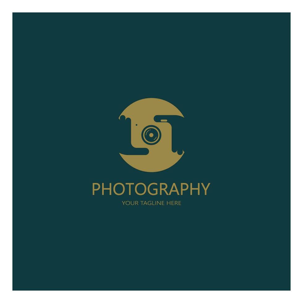 photography camera logo icon vector design template isolated on black background