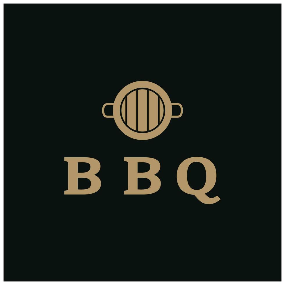 Simple Barbecue Vintage hot grill, with crossed flames and spatula. Logo for restaurant, badge, cafe and bar.vector vector