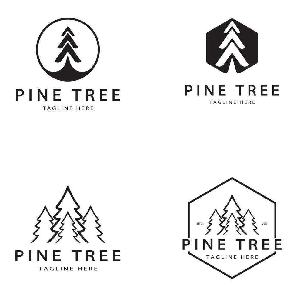 simple pine or fir tree logo,evergreen.for pine forest,adventurers,camping,nature,badges and business.vector vector