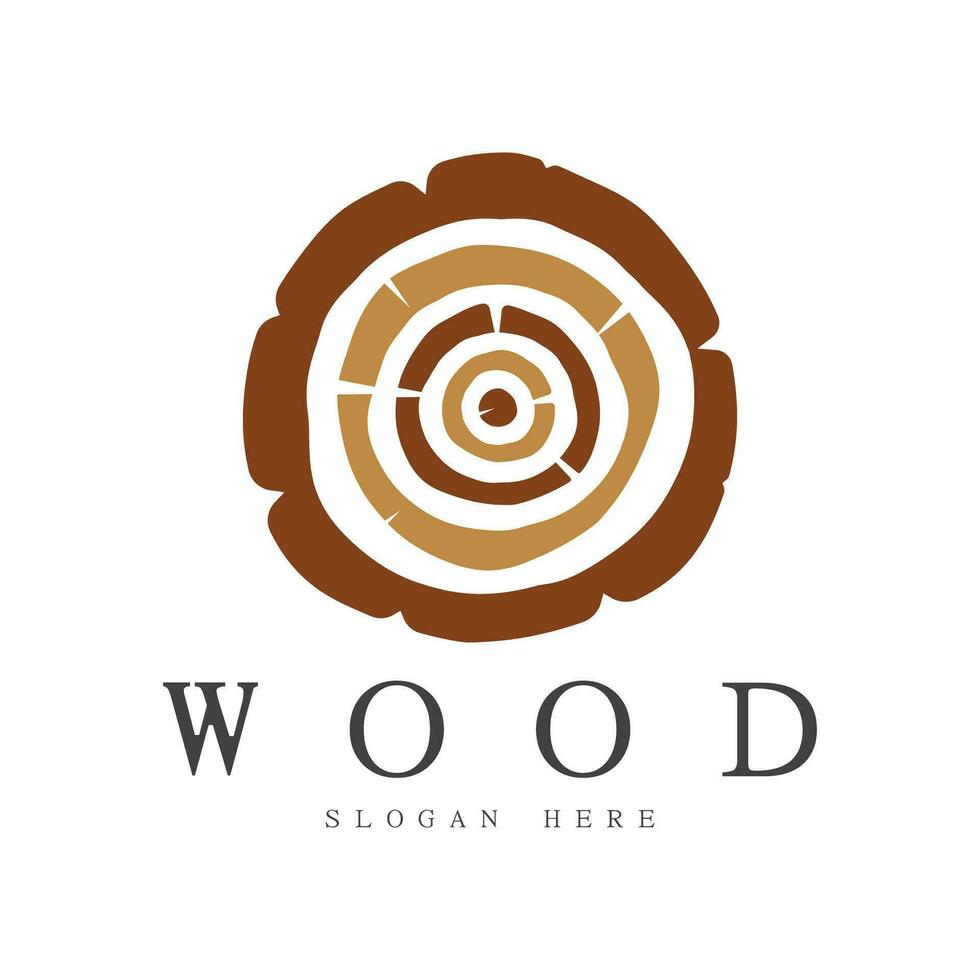 wood logo template icon illustration design vector, used for wood factories, wood plantations, log processing, wood furniture, wood warehouses with a modern minimalist concept vector