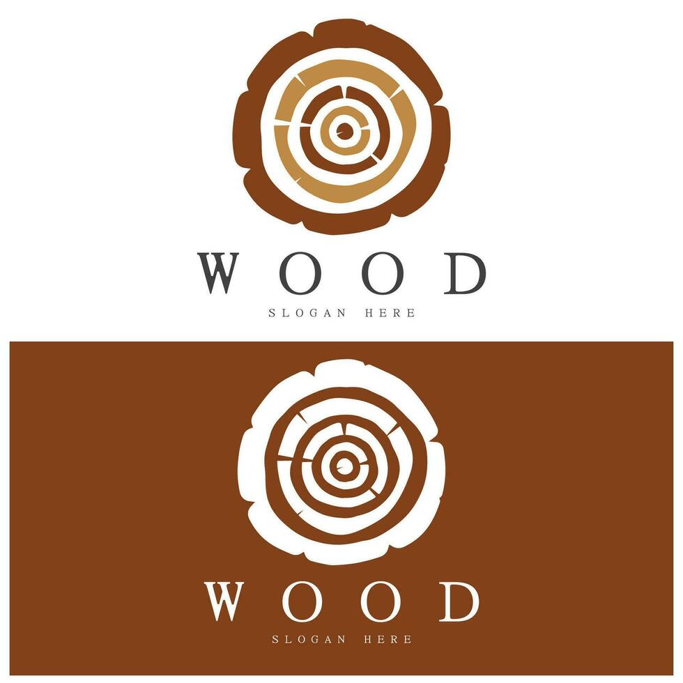 wood logo template icon illustration design vector, used for wood factories, wood plantations, log processing, wood furniture, wood warehouses with a modern minimalist concept vector