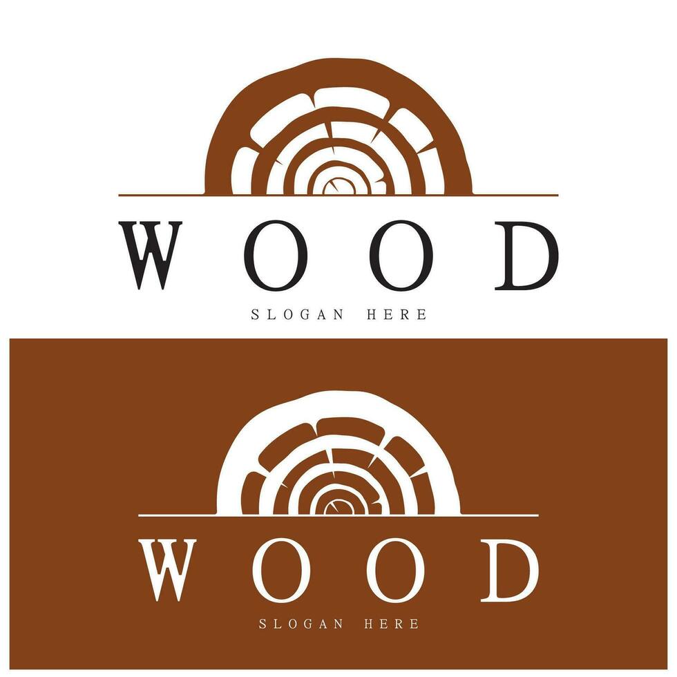 wood logo template icon illustration design vector, used for wood factories, wood plantations, log processing, wood furniture, wood warehouses with a modern minimalist concept vector