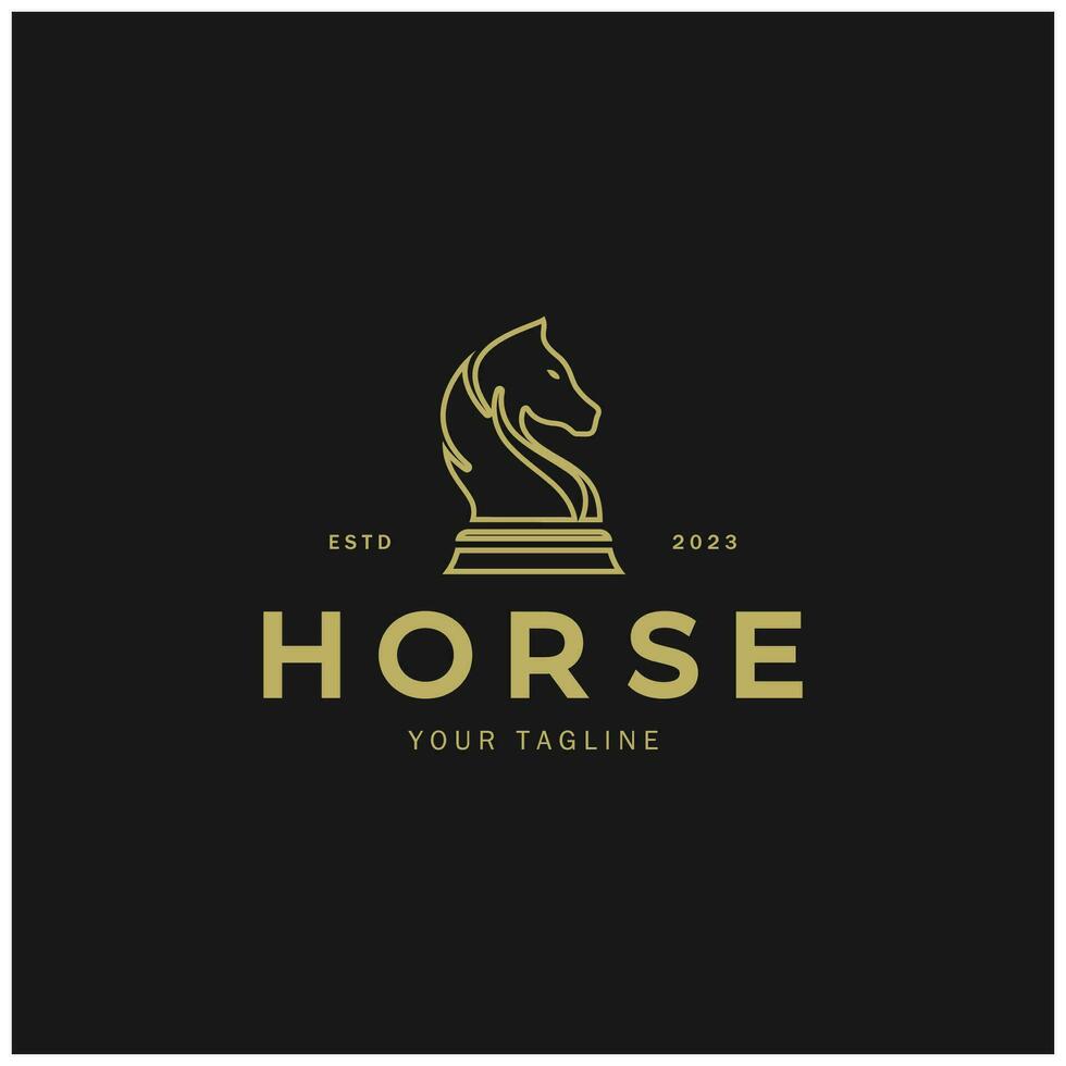 Chess strategy game logo with horse, king, pawn, minister and rook. Logo for chess tournament, chess team, chess championship, chess game application. vector
