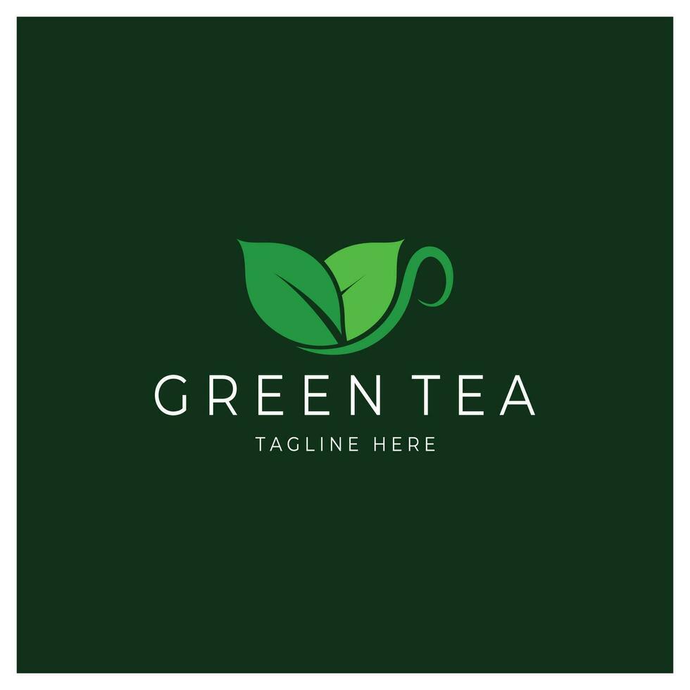 Tea cup logo vector design.Green tea vector logo template.