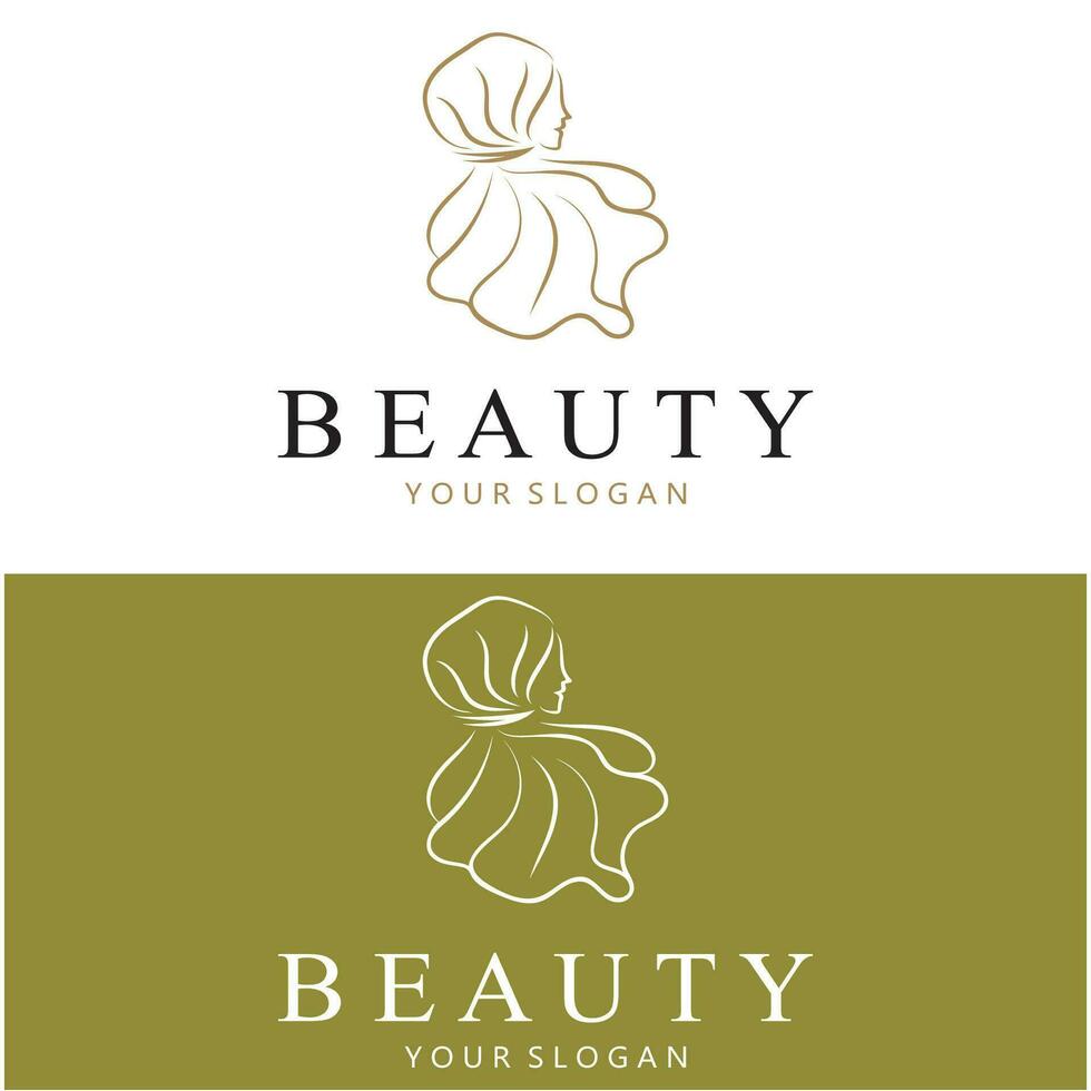 muslimah hijab logo template vector illustration design-vector