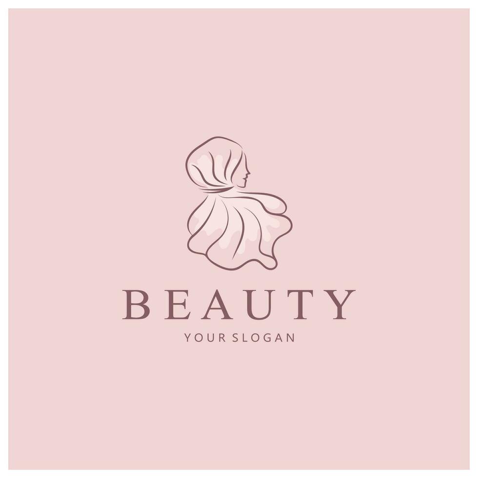 muslimah hijab logo template vector illustration design-vector