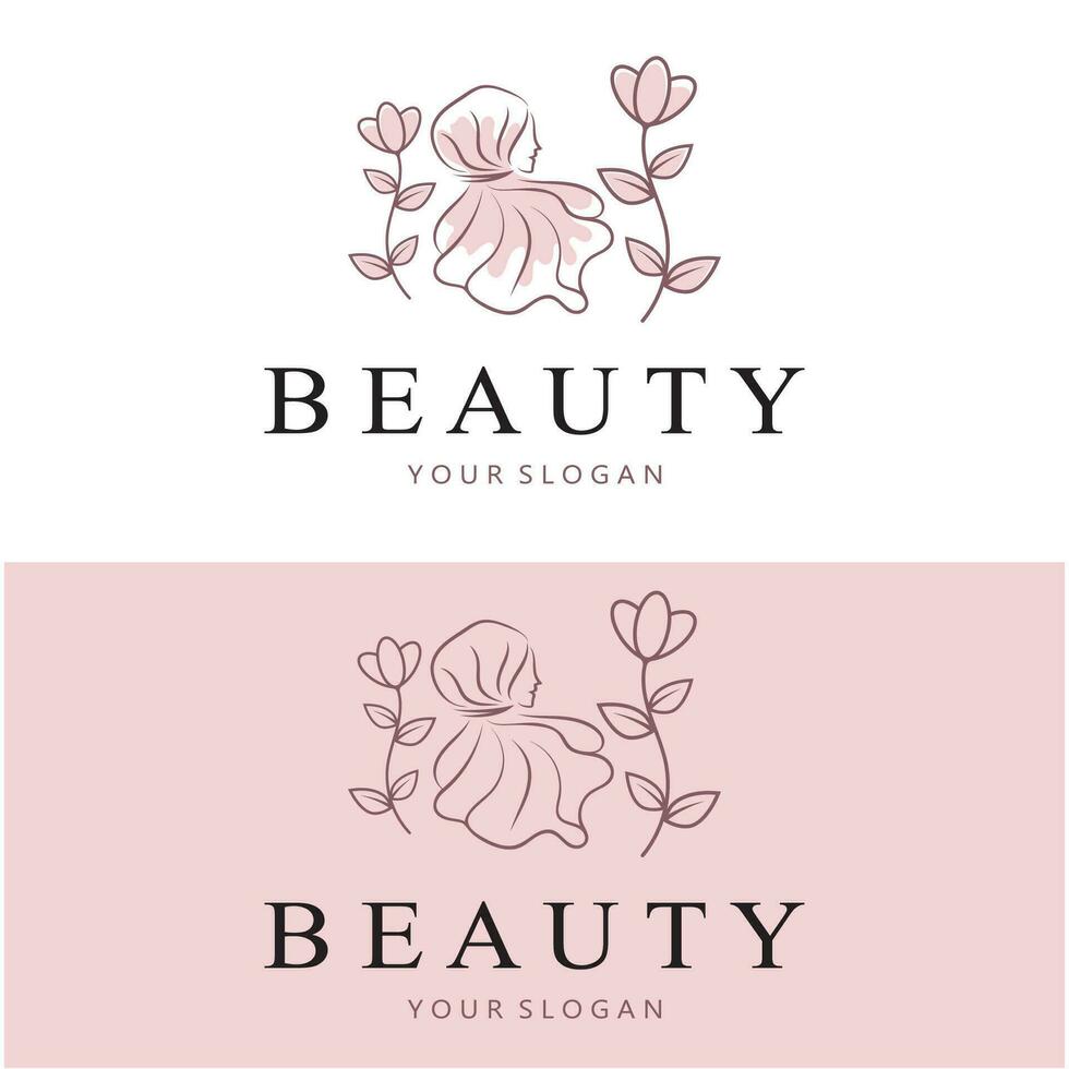 muslimah hijab logo template vector illustration design-vector