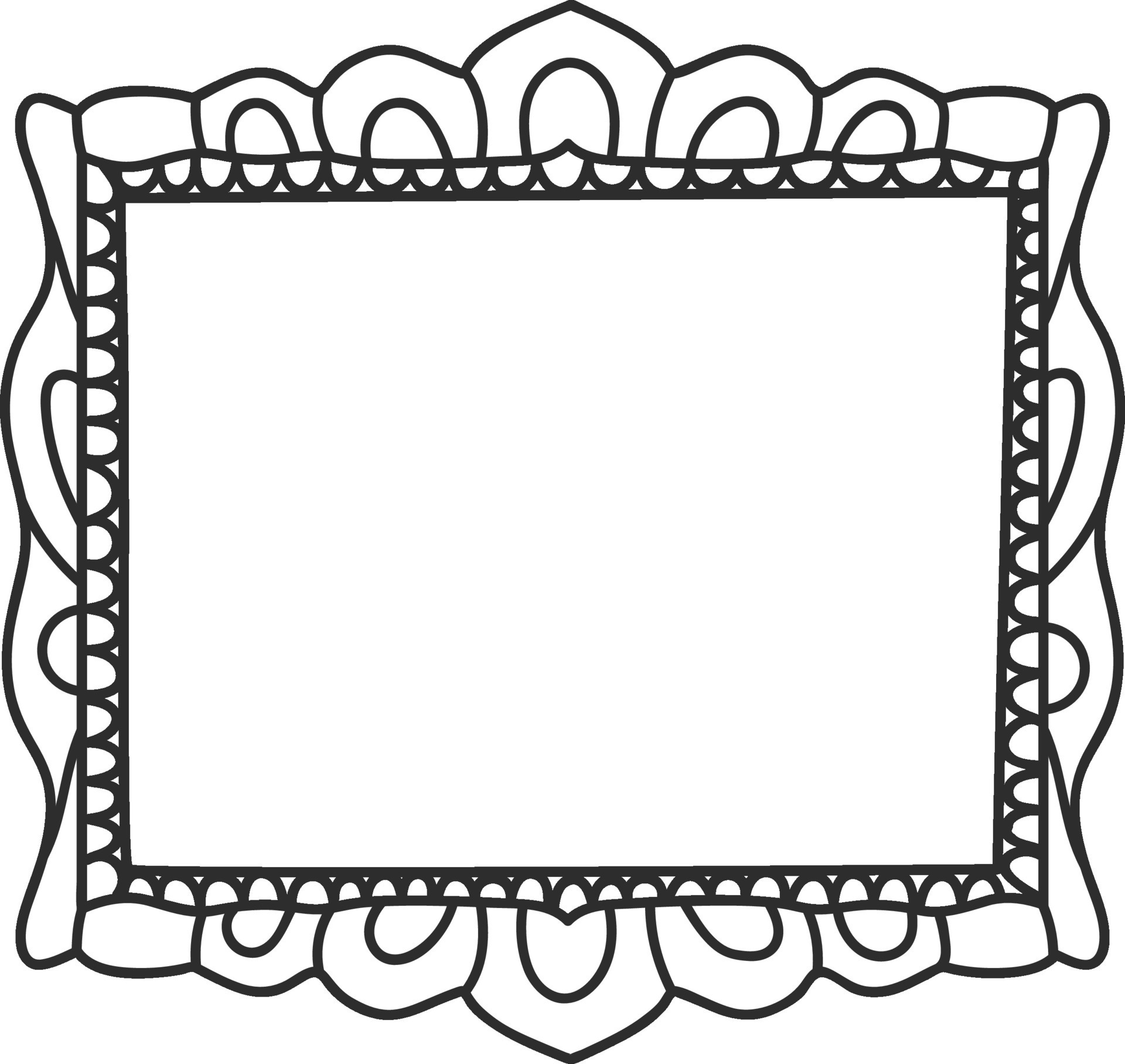 Doodle photo frames, cute hand drawn painting frame. Scrapbook tag