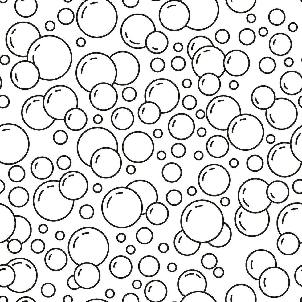 Soap bubble pattern. Seamless print of shower foam, fizzy drink or floating magnified molecules. Vector oxygen and underwater bubbles texture