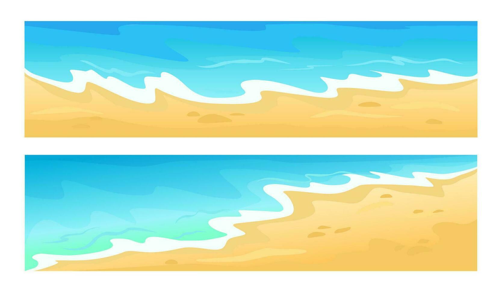 Sea beach coast. Tropical seashore landscape in sunny day. Summer exotic island for vacation. Blue water waves vector