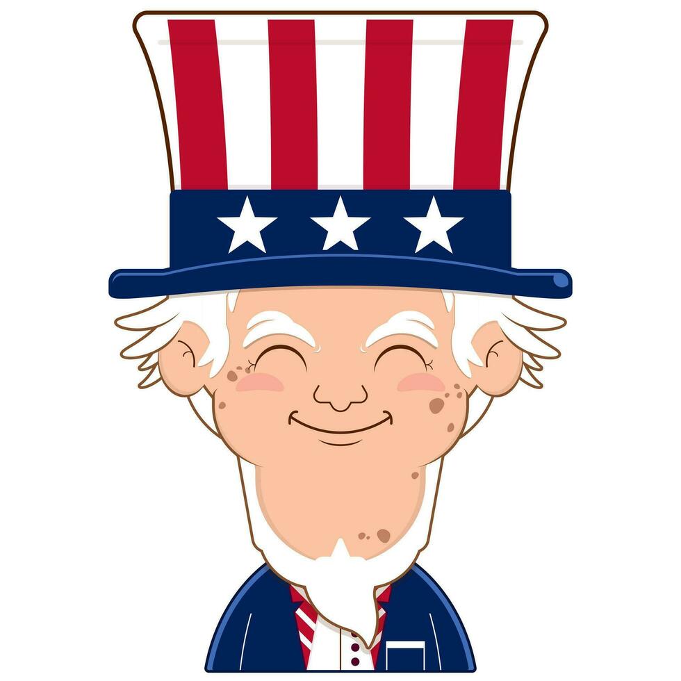 uncle sam smile face cartoon cute Independence Day vector