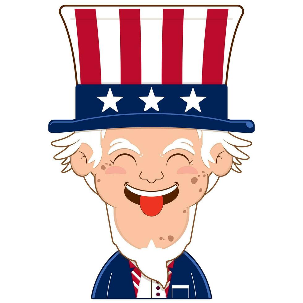 uncle sam playful face cartoon cute for Independence Day vector