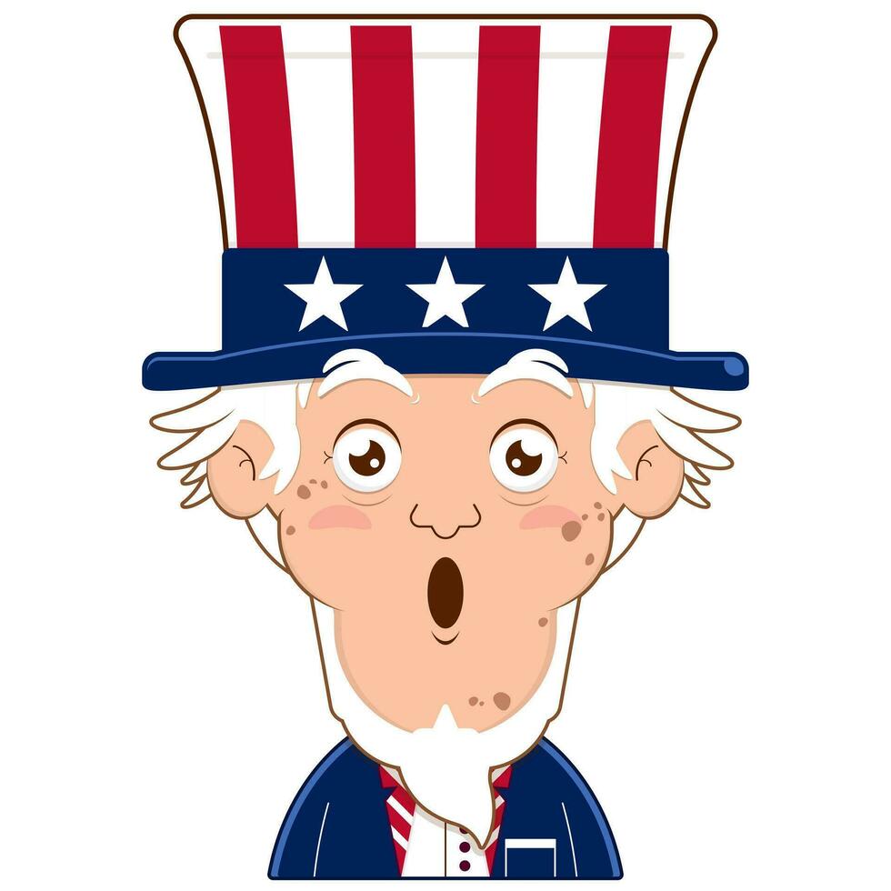 uncle sam surprised face cartoon cute for Independence Day vector