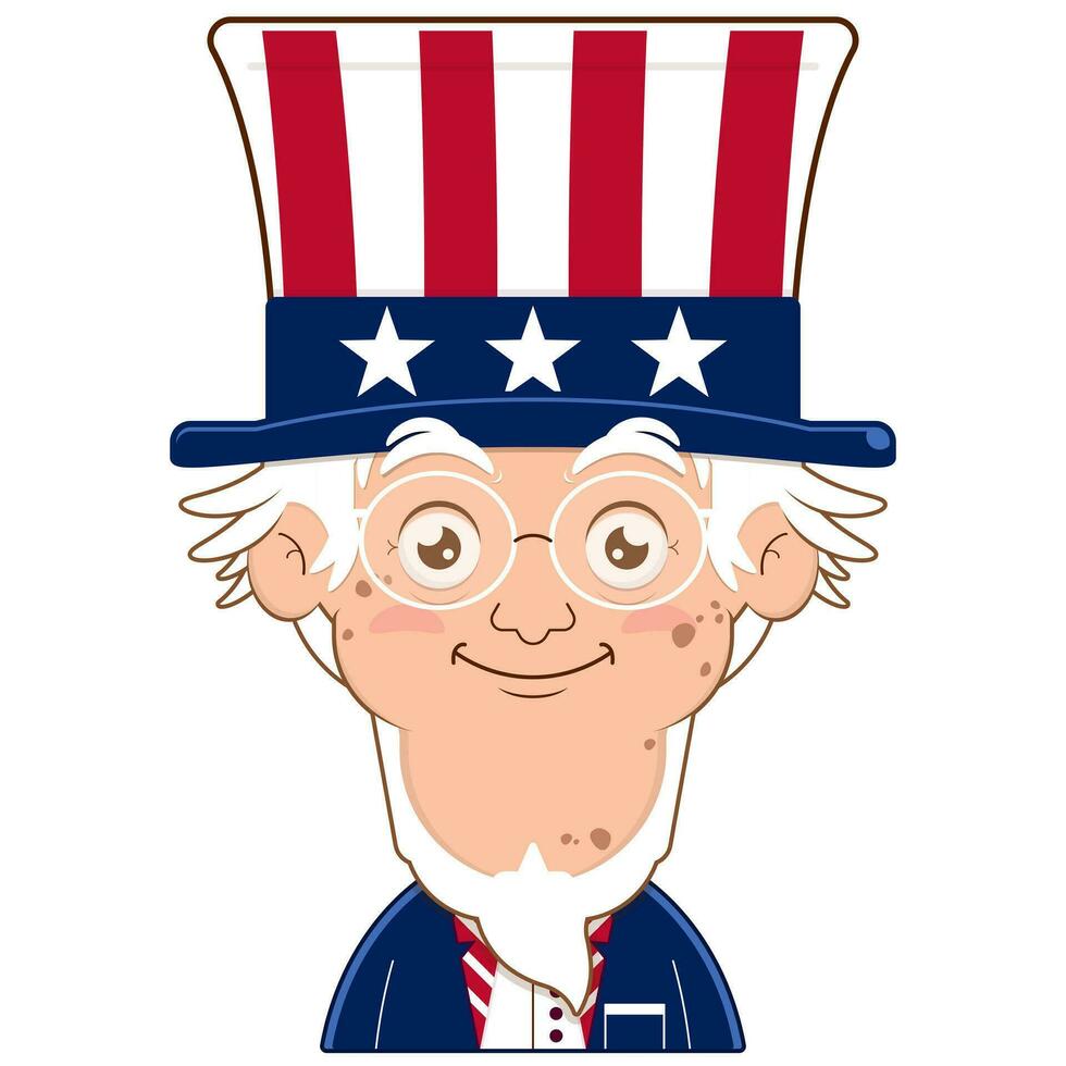 uncle sam smile face cartoon cute Independence Day vector