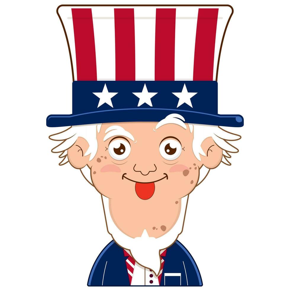 uncle sam playful face cartoon cute for Independence Day vector